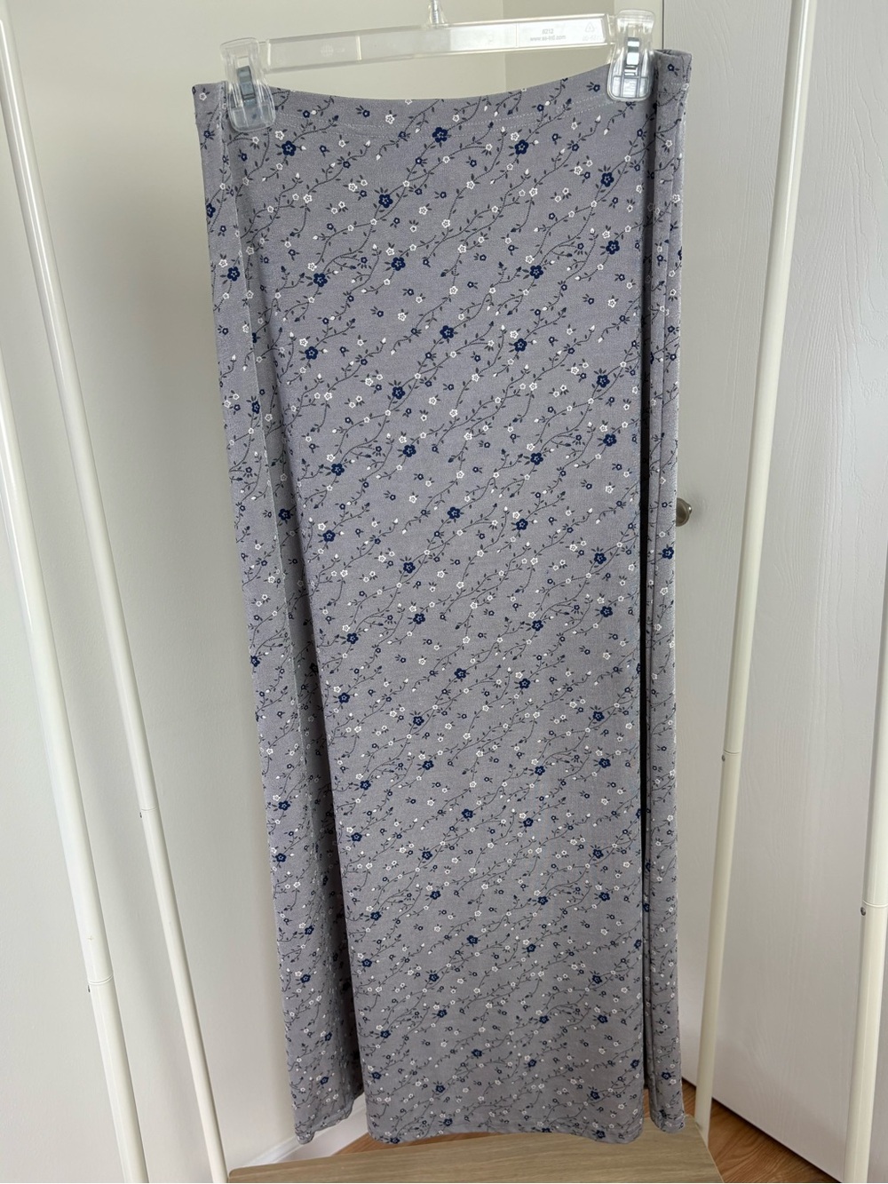 Vintage Gray Floral Maxi Skirt